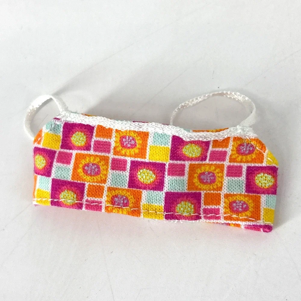 Vtg 90s Y2K Barbie‎ Bikini Floral 2-Piece Swimsuit Pink Orange